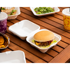 Clamshell Bagasse Takeaway Burger Box 6inch