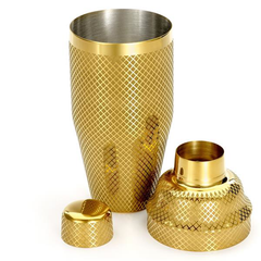 Barfly 3-Piece Diamond Lattice Japanese Style Shaker Set Gold Plated