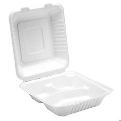 Bagasse 3 Compartment Meal Box 8.6inch / 22cm