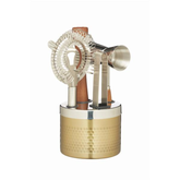 BarCraft Five Piece Hammered Brass Finish Cocktail Tool Set