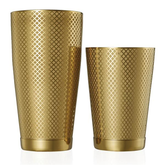 Barfly Diamond Lattice Shaker/Tin Set Gold Plated 30 & 18oz / 852 & 511.5ml