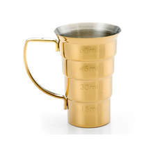 Barfly Handled Gold Stepped Jigger 2oz