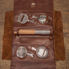 Bonzer Heritage Barware Leather Roll Bag Stainless Steel