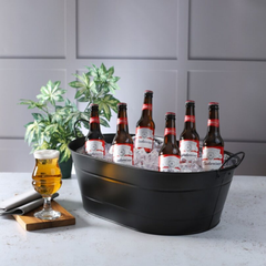 Black Galvanised Oval Party Tub
