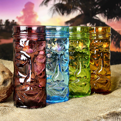 Coloured Glass Tiki Mugs 14oz / 400ml
