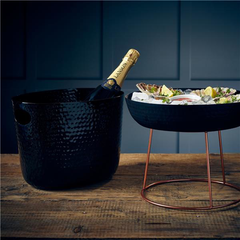 GenWare Black Aluminium Hammered Wine Bucket 30.5cm