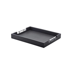 GenWare Solid Black Butlers Tray with Metal Handles 50 x 39.5cm