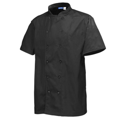 Genware Chef's Basic Stud Short Sleeve Jacket Black Large