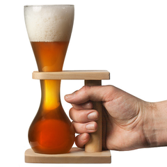 Glass Quarter Yard of Ale with Stand