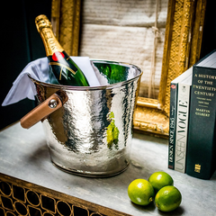 Hammered Effect Leather Handled Wine Cooler