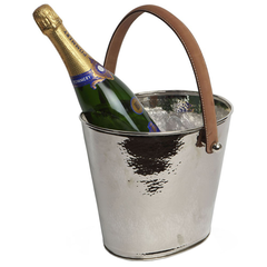 Hammered Effect Leather Handled Wine Cooler