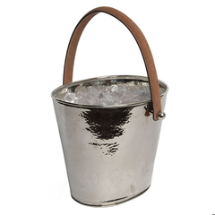 Hammered Effect Leather Handled Wine Cooler