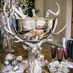 Large Punch Bowl with Stag Stand
