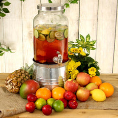 Mason Jar Drinks Dispenser with Ice Bucket Stand 5ltr