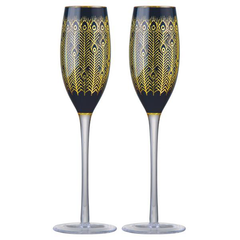 Midnight Peacock Champagne Flutes 7oz / 200ml