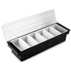 Plastic Condiment Dispenser 6 Compartment Black