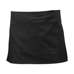 Short Apron Black With Split Pocket 70 x 37cm