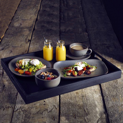 Solid Black Butlers Tray 49 x 38.5 x 4.5cm