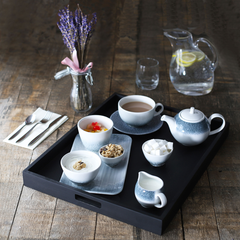 Solid Black Butlers Tray 49 x 38.5 x 4.5cm