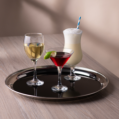 Stainless Steel Bar Tray with Black PVC 14inch