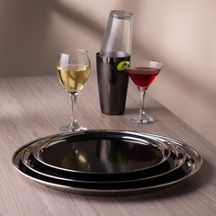 Stainless Steel Bar Tray with Black PVC 14inch