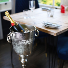 Tall Etched Champagne Bucket on Stand