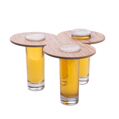 Wooden Clover Leaf Style Drinks Paddle Light Oak