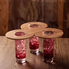 Wooden Clover Leaf Style Drinks Paddle Light Oak