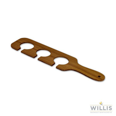 Wooden Drinks Paddle to Hold 3 Stemmed Beer Glasses Dark Oak