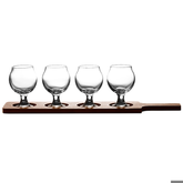 Wooden Tasting Paddle with Belgium Beer Taster Glasses