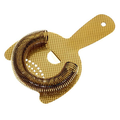 Barfly Diamond Lattice Heavy-Duty Spring Bar Strainer Gold Plated