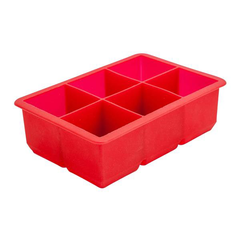 6 Cavity Red Silicone Ice Cube Mould