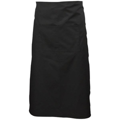 Black Long Apron with Split Pocket 90cm