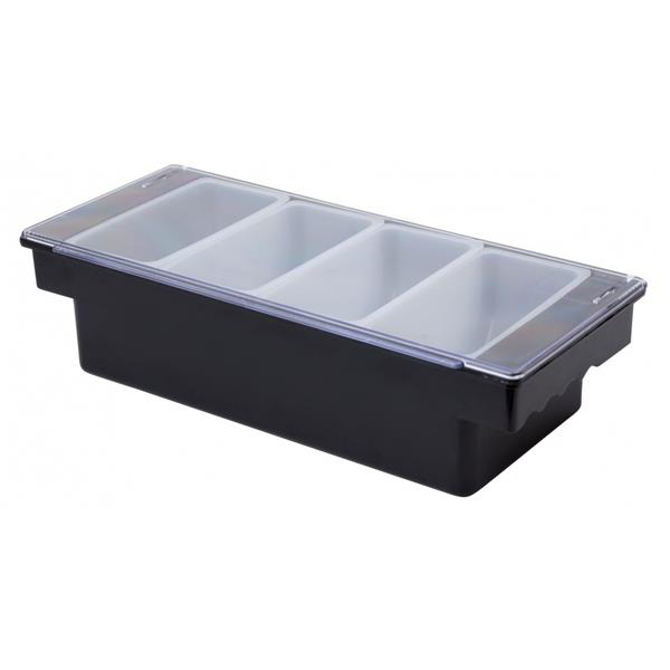 Black Plastic Condiment Holder 4 Compartment