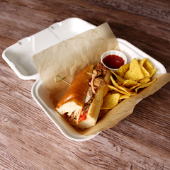 Biodegradable Sugarcane Clamshell Takeaway Box 9 x 6inch