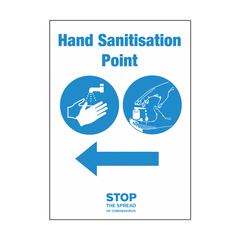 Hand Sanitisation Point Arrow Right A5 Self Adhesive Vinyl