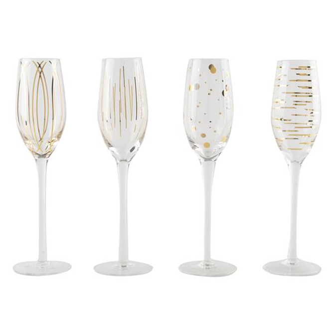 Mikasa Cheers Metallic Gold Flute Glasses 7oz / 210ml