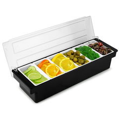 Plastic Condiment Dispenser 6 Compartment Black