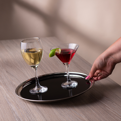Stainless Steel Bar Tray with Black PVC 12inch