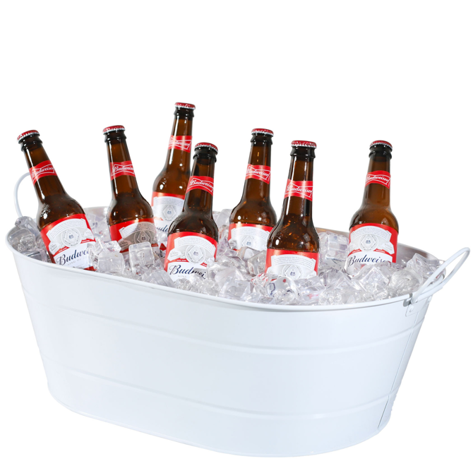 White Galvanised Oval Party Tub